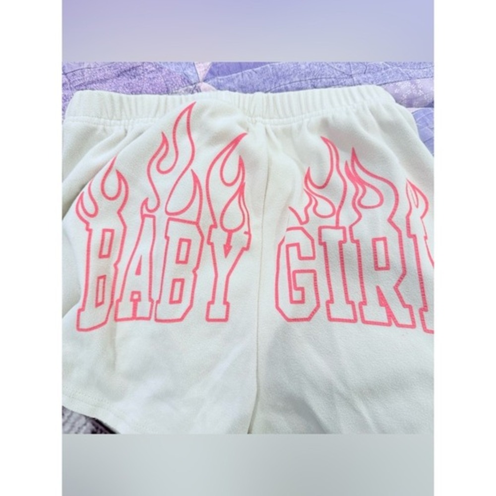 BABY GIRL Womens XS French Terry Beige Pink Casual Pajama Sweat Shorts Sexy - Picture 4 of 4
